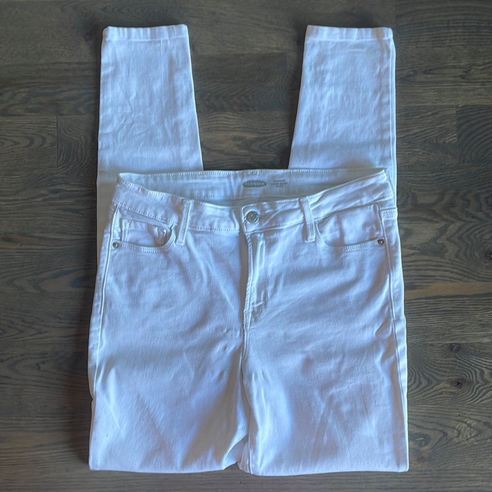 White Old Navy Jeans Rockstar Super Skinny Mid Rise 6 Tall
